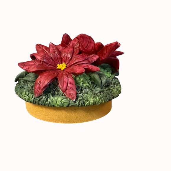 Christmas Poinsettia Candle Topper Decorative Festive Holiday Yankee Candle 3 In - Picture 4 of 16